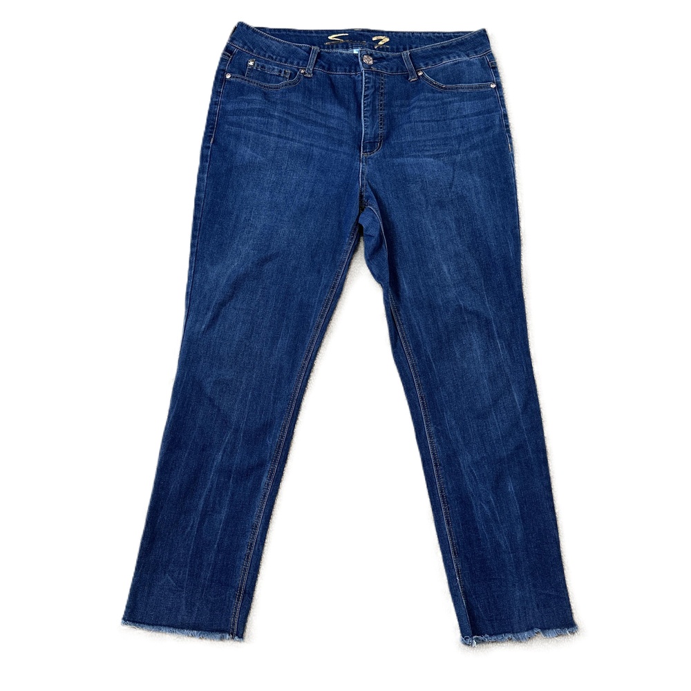 Seven 7 Weekend‎ Slim Fit Frayed Hem Blue Womens Size 16 Jeans